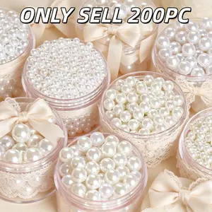 Abs Imitation Pearl Beads, High Gloss Round Beads, /milky, Hole-Free, for Hair Accessories, Phone Cases, DIY Project, 100-400 Pieces