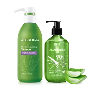 Aloderma Aloe Hair & Body Care Set - Oil Controlling Shampoo, Aloe Vera Gel + Tea Tree Oil 300g