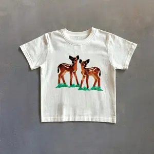 Vintage 90s Cottagecore Graphic Baby Tee, Cute Deer Shirt, Forest Wild Life Shirt, Boho Nature Babytee, Animal Lover Gift, 2000s Retro Tshirt