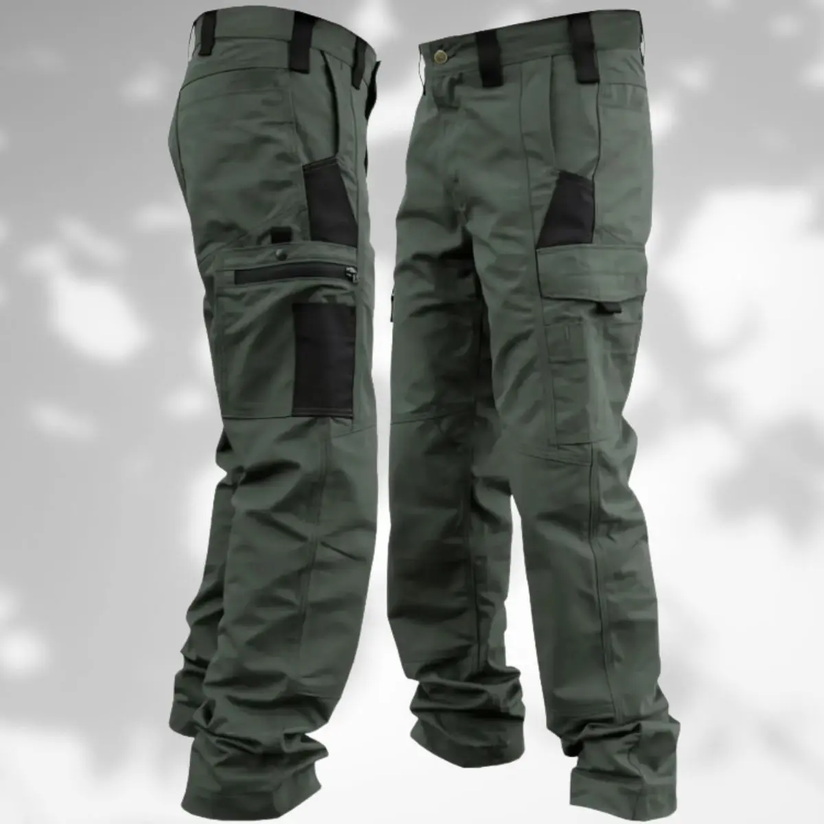 Men's American-Style Tactical Straight-Leg Pants - Menswear, Plain, Polyester, Camouflage Style, Outdoor, Wear-Resistant, Scratch-Resistant Casual Trousers