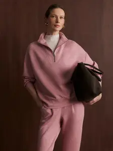 Varley: Hawley Half Zip Sweat in Rose Marl