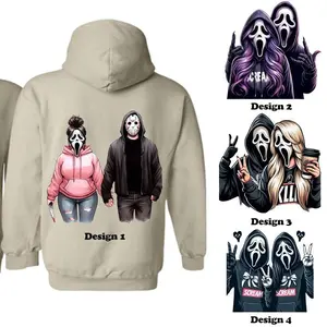 Couple Spooky Mama and Dad Halloween Hoodie, T-Shirt, Sweatshirt – Fun Ghost Face Couple Design, Perfect Fall Outfit For Couple, Cozy Unisex Hoodie For Pumpkin Patch, Graphic Tops