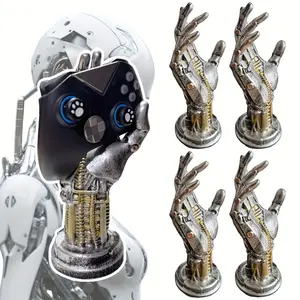 [Retro-Futuristic] Cyberpunk Controller Holder Hand Desktop Organizer | Multi-Compartment Resin Storage | For Gaming Gear Tech Devices | Retro-Futuristic Mechanical Aesthetic Display Piece | Modular Design Functional For Workspace Gaming St