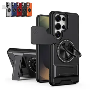 Compatible with Samsung 26 Ultra S25 S24 S23 S22 S21 S20 case with 360°Rotation Magnetic Ring, MagSafe Slide Camera Cover Foldable Stand Military-Grade Shockproof Protective case