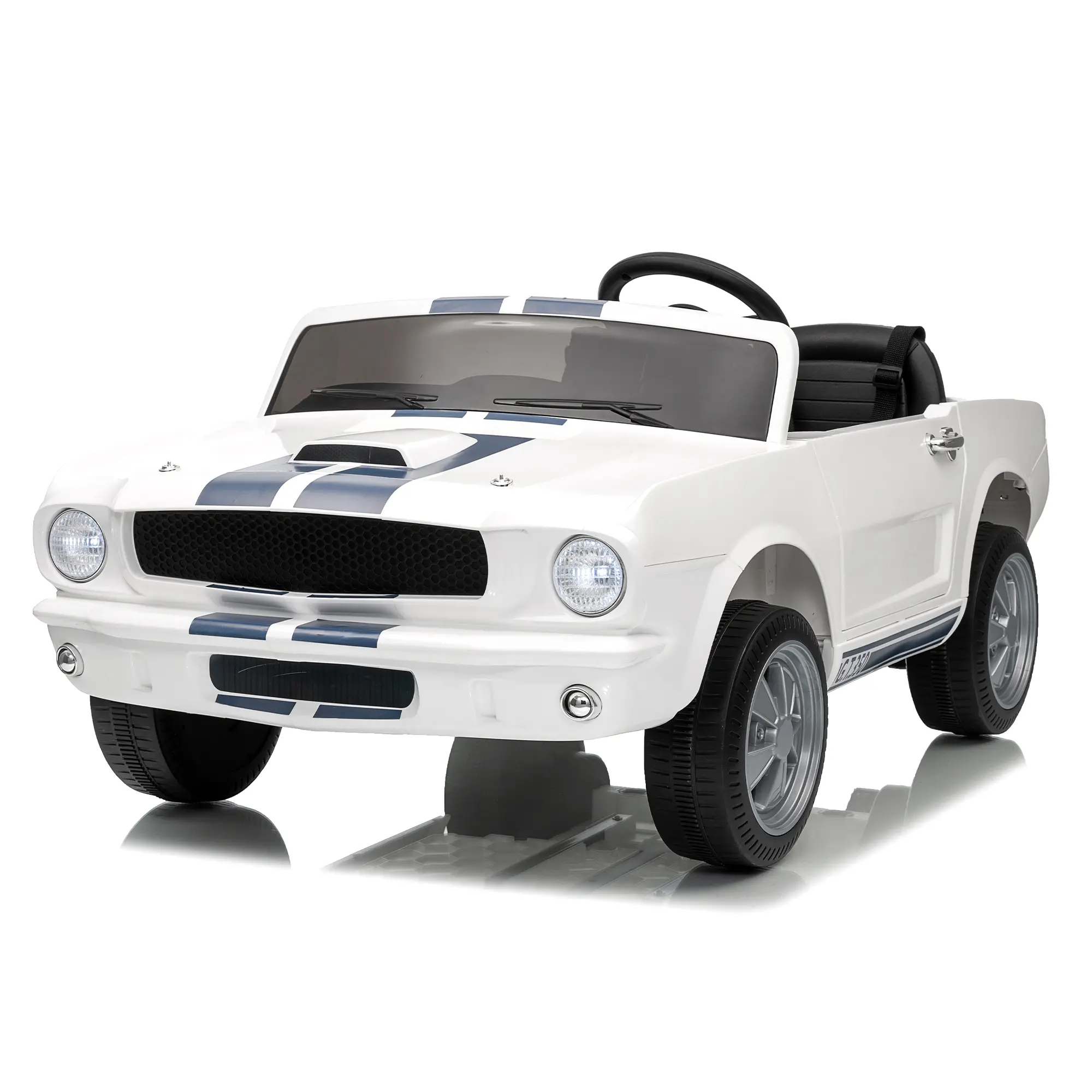 24V 2-Seater Shelby GT350 Kids Electric Ride-On Car – Licensed, Dual Safety Belts, Remote Control, 2 Speed Modes, LED Lights, Built-in Music – Large Battery Powered Vehicle for Ages 3-8