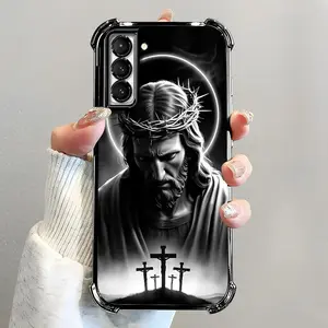 Suitable for [Galaxy S21+ 5g] Jesus transparent protective four-corner air cushion anti-fall mobile phone case transparent mobile phone case four-corner protective case 995