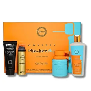 Armaf Odyssey Mandarin Sky 4-Piece Set: Elevate Your Daily Routine with Refreshing Perfume, Body Spray, Shower Gel, and Daily Care Shampoo odyssey mandarin