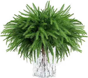 12 Bundles Artificial Plants Outdoor Faux Plants Boston Fern Summer Decor Fake Plants UV Resistant Plastic Greenery Shrubs Artificial Fake Flowers Outside Indoor for Spring Home Gardens