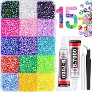 15 Color 18000Pcs Jelly Synthetic Rhinestones for Bedazzling - Mixed 3mm Vibrant Multicolor Resin Flatback Gems Tweezers Pick up Pen Gifted Tools Jewelry for DIY Crafting Apparel Diamond Nail Art Phone Case & Makeup Supplies