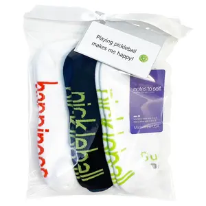 Pickleball and Happiness - 3 pairs of socks in gift bag - 1 black and 2 white pairs