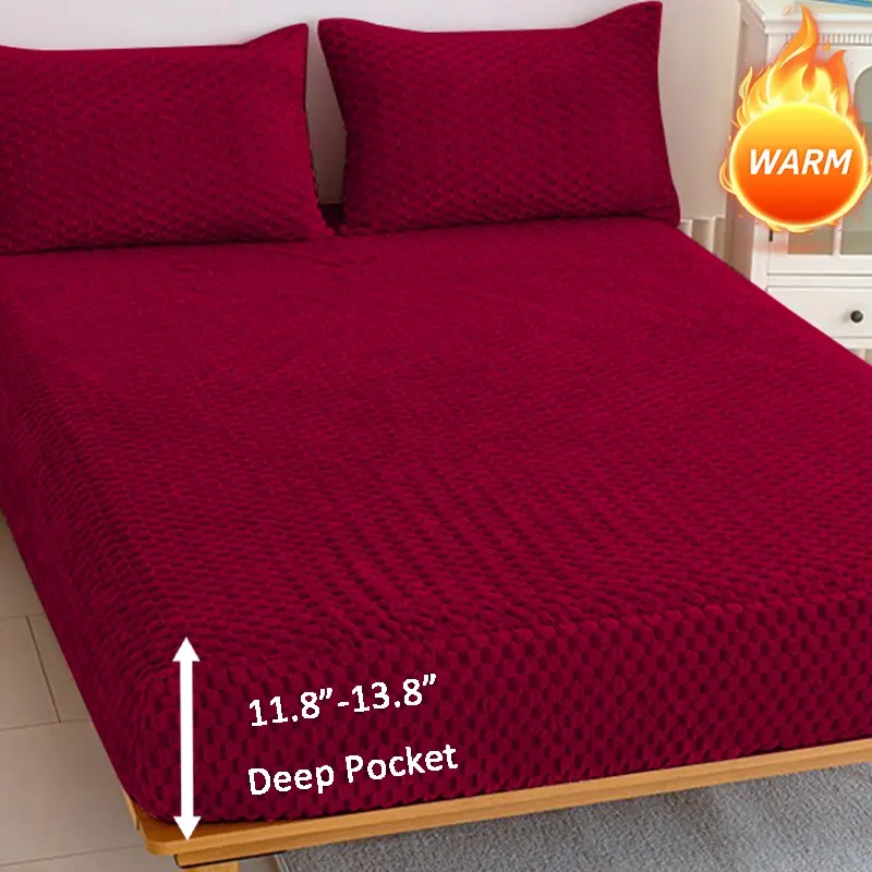 Christmas Bedding Set King Queen Size, Premium Bamboo Fabric Warm Thickening, Anti-Static, Deep Pocket Fits Mattress (11.8-13.8 Inches), Soft Bedding Sets