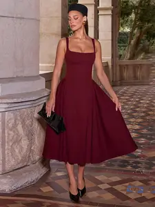 Women's Solid Color Dress, Elegant Classy Flattering Fashion Casual Dress for Daily Outdoor Wear, Women Dress for Summer