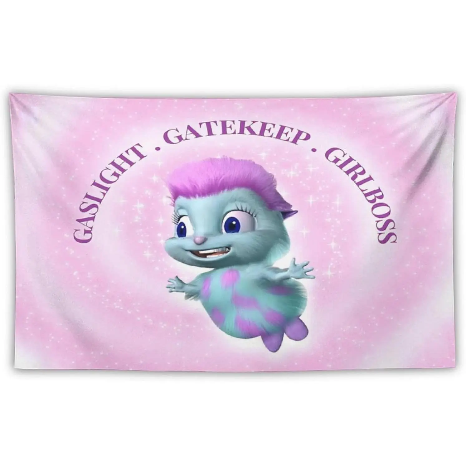 Pink Funny Meme Print Tapestry - 60x40in Linen-Synthetic Feminine Fabric Banner, Durable Lightweight, Hand Wash Safe, Ballproof for Busy Homes, Beach Towel Use, Bedroom Room Art Wall Hanging Home Decor, Wall Art, Outdoors, Picnic Mat Use, 60X40 In