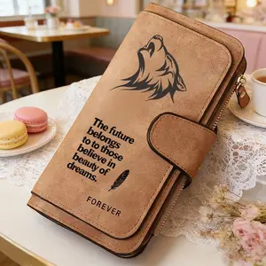 1pc Wolf head Pattern Man's long wallet,, multi-functional wallet, portable snap coin purse, birthday gift and daily commuting essential, perfect holiday gift, suitable for outdoor, travel and family use, 3.24CYJ-6