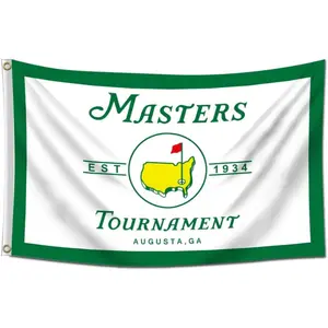 Golf Major Tournament Flag Banner, Green Yellow Map Flag Design, Augusta Style Golf Fan Decor, Vintage Golf Championship Flag, Outdoor Indoor Wall Decor For Golf Lovers