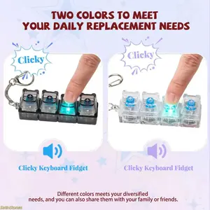 Bear Keycap Fidget Toys for Adults, LED Light Keyboard Clicker Keychain, Cute Bear Stress Relief Toys for Anxiety And Daily Decompression