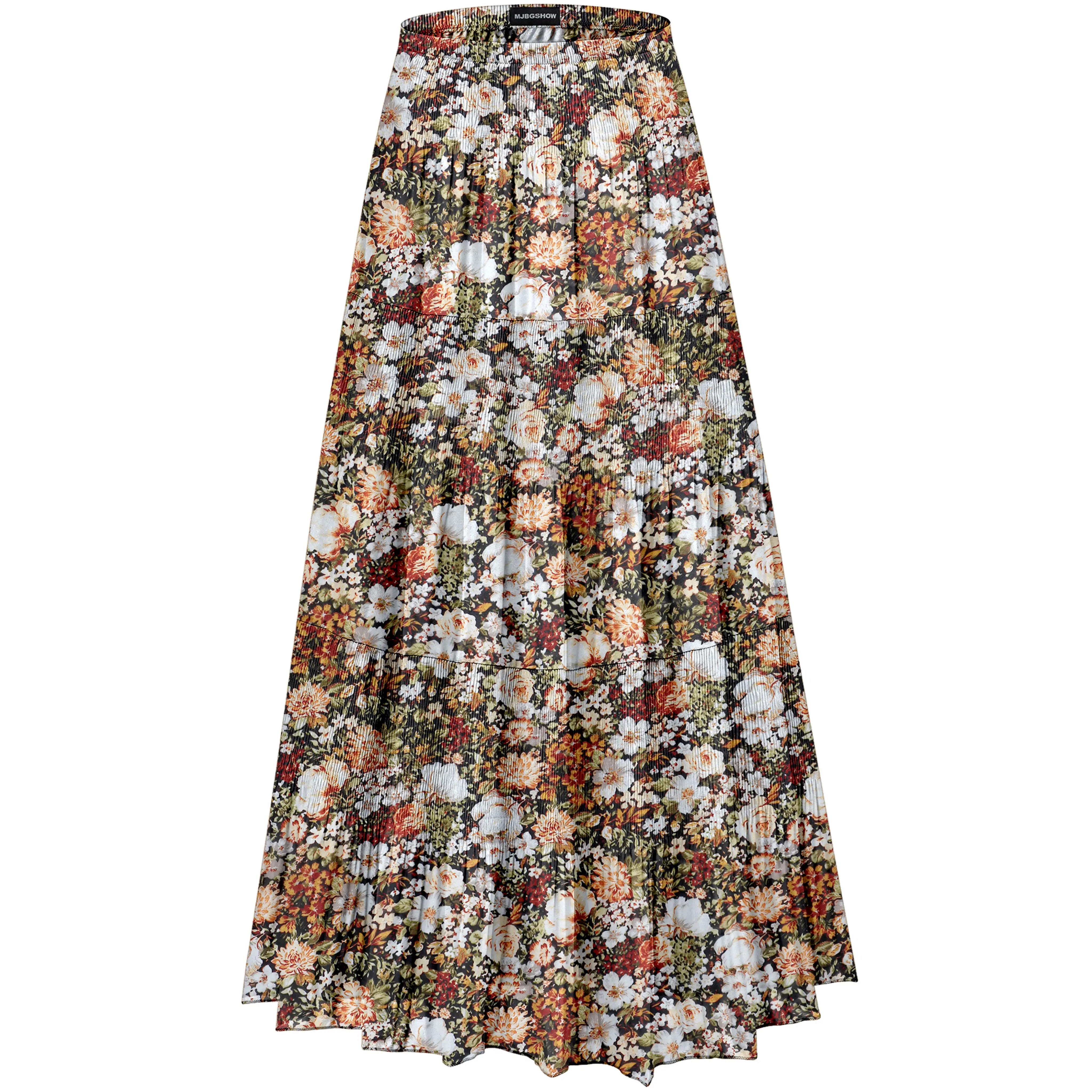 Womens Chiffon High Waist Floral Flowy Long Maxi Skirts With Lining Fabric Boho Bohemian Womenswear Bottom Fits Ethnic Light