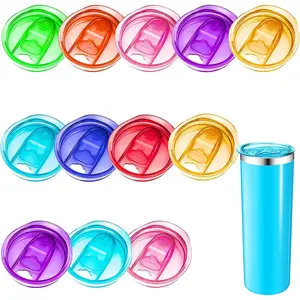 12 count 20 oz Skinny Tumbler Replacement Lids, Multi-colored Spill Proof Splash Resistant Tumbler Cup Lids Cover