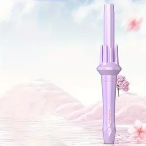 deluxe automatic rotating curling iron, easily curls and waves, provides preset temperature settings for every hair type