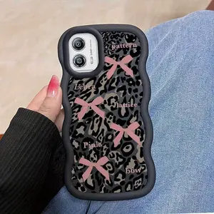 1 Piece G53 5G pink bow and pattern Fashion Ready Flexible For Moto G53 5G Case Cover Accessories With Anti-Fingerprint And Bracelet