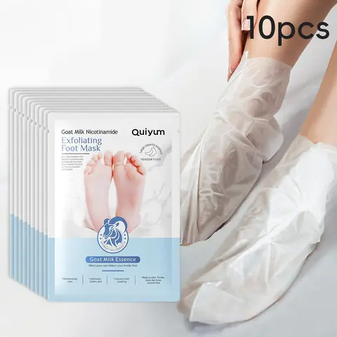 Goat Milk Essence Foot Mask, 10pcs/set Exfoliating Foot Mask, Moisturizing Foot Care Mask, Foot Skin Care Product for Women & Men, Feet Peeling Mask, Feet Masks, Intensive Foot Care