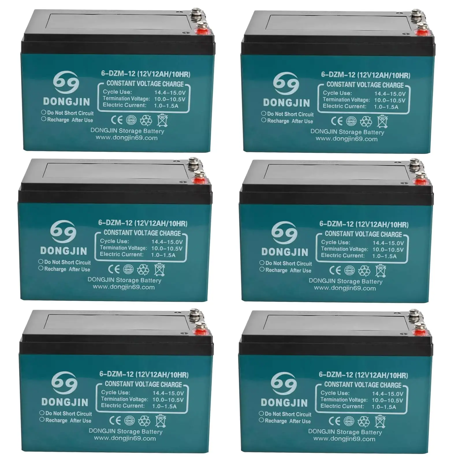 6 Pack Scooter Go Kart Batteries 12V 12Ah 6-DZM-12 AGM GEL Battery Sealed Lead Acid for Drift Trike ATV UTV Quad Buggy Dune Razor Pit Dirt Bike Pocket Monkey Trail Bike Taotao Polaris