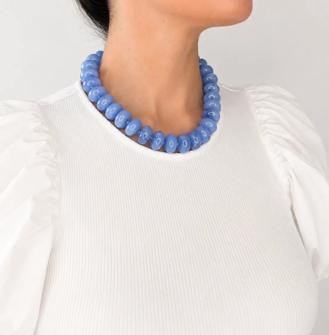 Santorini Necklace - Handmade acrylic resin beads  Gold-tone clasp