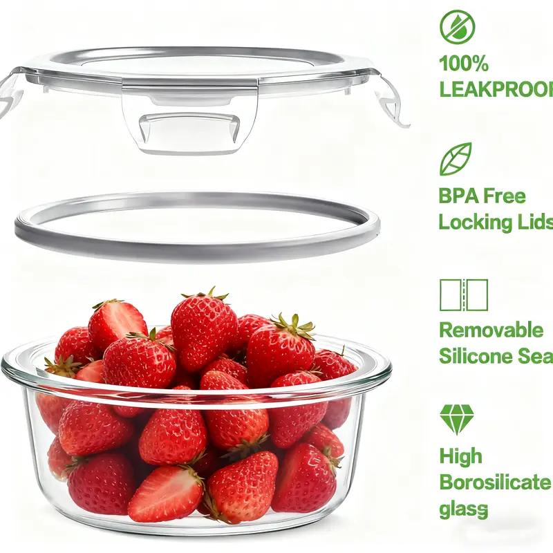 12-Pack Glass Food Storage Containers | 4-Color Airtight Lids | Meal Prep Essential for Weekly Planning | TikTok Home Organizing Hack