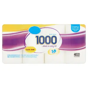 1000 Sheets per Roll, 16-Pack Bath Tissue – Perfect for High Traffic & Family Use