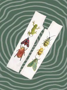 Ghostly Girl's Antennae! Insect Print Half-Finger Gloves, Autumn Winter Layering Essential, Y2kaesthetic Grwm Style, Modern