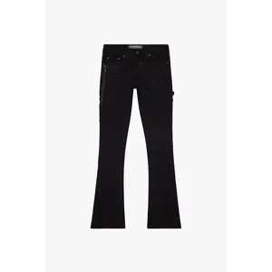 "COVERT" BLACK FLARED STACKED JEAN BLACK