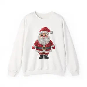 Faux Sequin Santa Claus Sweatshirt 50% Cotton Blend