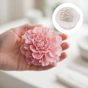 2pcs 3D Simulation Carnation Flower Silicone Mold, High Elasticity, Easy Demolding, Non-Stick, Reusable, Ideal for Candle, Resin, Gypsum Handcrafting, Handmade Crafts