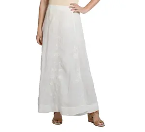 Edwardian White Linen Hand Embroidered Skirt