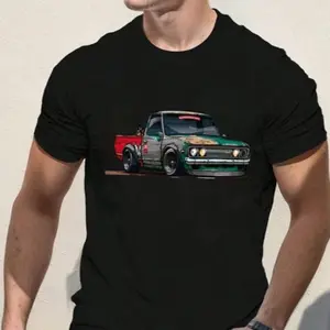 Men's thick and soft cotton T-shirt | Fashionable and exquisite urban modified truck design | 2025 summer short sleeved, durable casual round neck | Machine washable | Suitable for car enthusiasts' gatherings and daily wear