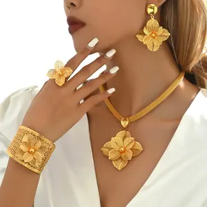 5 Piece Set Saudi Dubai Bride Wedding Jewelry, European Style Fashion Personalized Jewelry Set, Women's Elegant Accessory Collection, Fashionable Jewelry Set, Wedding Sets