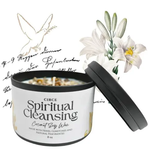 Spiritual Cleansing candles, scented candle for spirtuality with crystals 8 oz