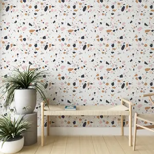 Modern Terrazzo Wallpaper - Chic Speckled Stone Pattern