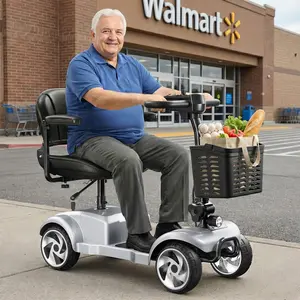 Flycity 4 Wheel Mobility Scooter - Electric Powered Wheelchair Device - Compact Heavy Duty Mobile for Travel, Adults, Elderly - Long Range Power Extended Battery with Charger & Basket-Folding, Collapsible and Compact for Travel，330 lb Capacity
