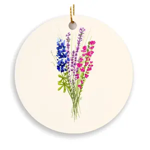 Christmas Ornaments Subtle Birthday Bi X-Mas Pride Holiday Flowers Acrylic New Year Decor Gift For Friends Family Tree Circle