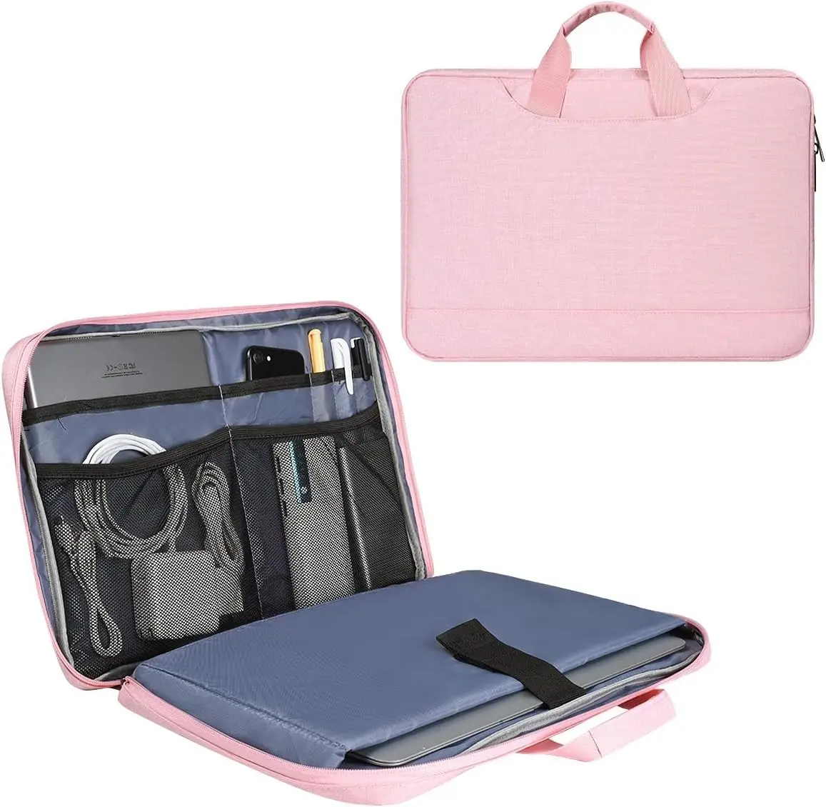 14 15 Inch Laptop Case Women Ladies Bag TSA Laptop Sleeve for MacBook Pro 14" M5/M4/M3/M2/M1, Macbook Air 15 M5/M4, Dell XPS 15/Inspiron 14, Acer HP Lenovo ASUS Chromebook 14" Notebook Case Bag, Pink