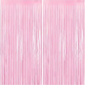 Pastel  Party Backdrop Decorations - Thicken 2 Pack 3.3x6.6 FT -   Tinsel Foil Fringe Streamers for  Shower, Birthday, Princess, , Valentines, Bow Themed Party