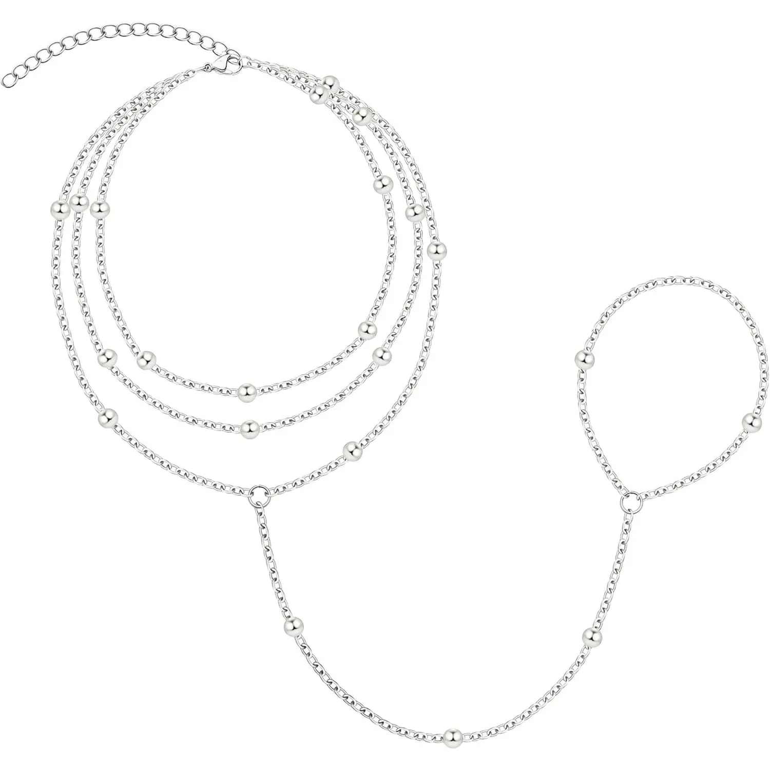 triple hand chain-silver