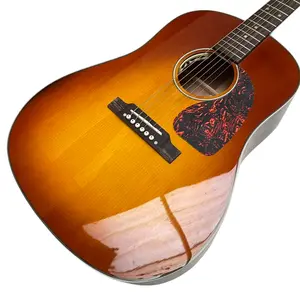New Arrival 41# J45 Acoustic Electric Guitar Solid Spruce Top Bone Nut Saddle in Cherry Sunburst