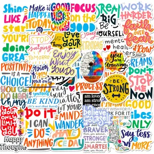 50Pcs Motivational Positive Affirmation Stickers - Inspirational Quote Waterproof Vinyl Stickers for Water Bottles, Laptops, Journals and Mental Health Gifts