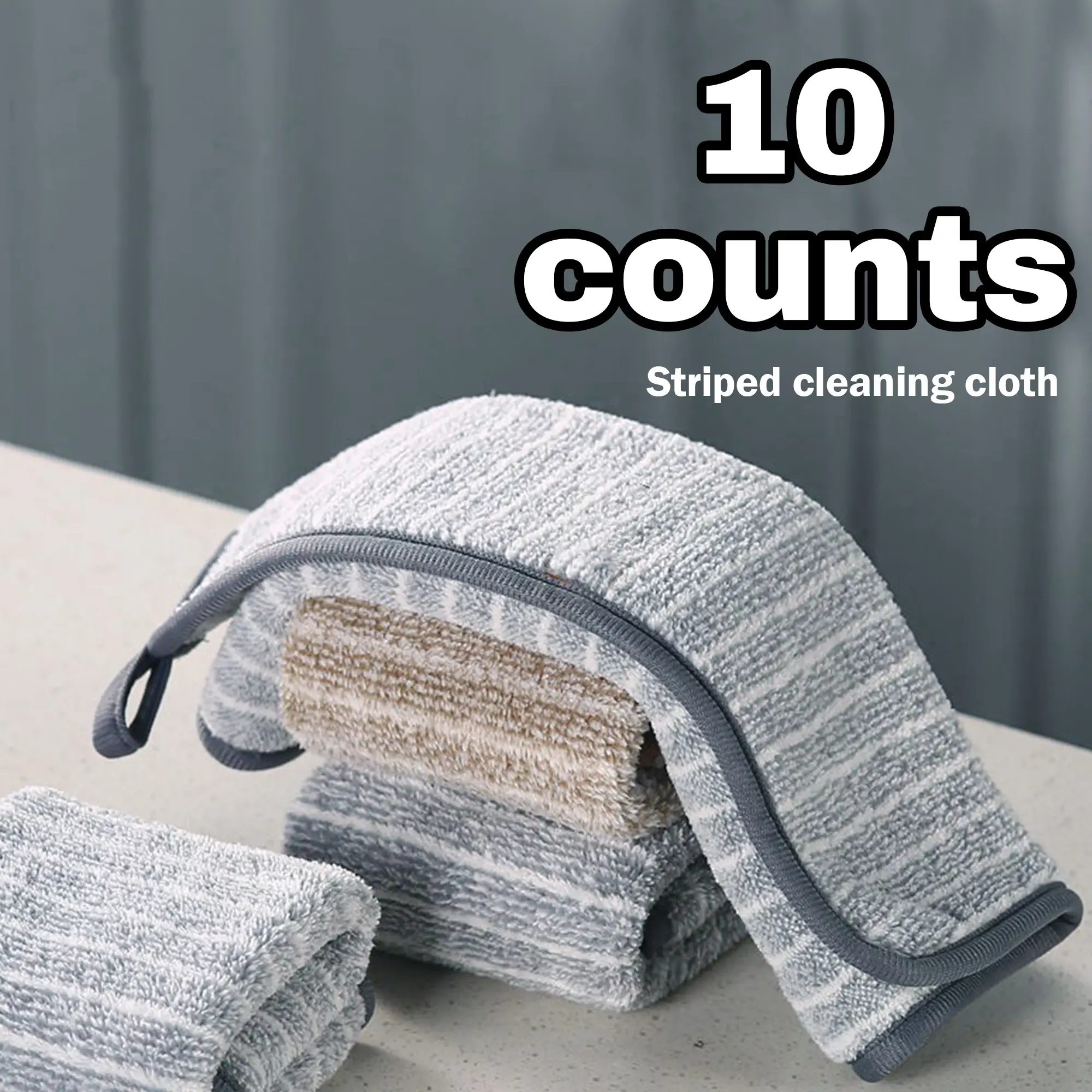 10-Piece Fleece Hand Cleaning Cloth Set, Super Absorbent Washable Fast-Drying Reusable Towel, Lint-Free Nonstick Oil-Resistant Kitchen Dishcloths (Random Color)