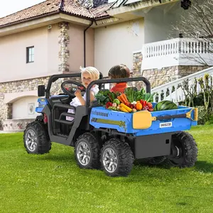 Gaomon 24V 4WD 6-Wheel Ride On Car, Kids’ 2-Seater Electric Powered Dump Truck with PP Body, Remote Control, Dump Bed, ASTM Certification, Parent Control, Music, Blue [Christmas Gift]