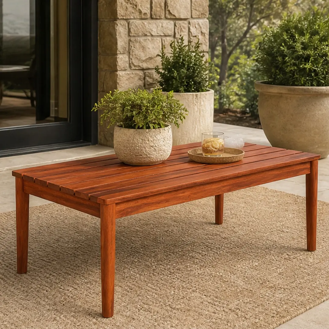 ARCH Rustic Acacia Wood Outdoor Coffee Table - 36.25in Mahogany Finish, 20.50W x 36.25D x 15.00H in, Durable Exterior-Grade Natural Grain Outdoor Patio Balcony Furniture