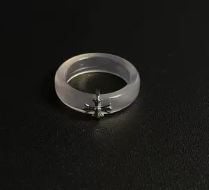 Gothic Cross Resin Ring for Women Y2K Aesthetic Fashion Jewelry Translucent Frosted Finish Minimalist Edgy Streetwear Vibes