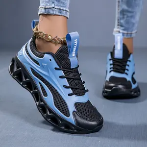 Women's White/ Blue/Lime Green/ Grey/Lavender Breathable Sole Walking Shoes - Cushioned Tread Traction, All-Terrain Soft Sole & Air Cushion-like Comfort - Gym,, Casual Sneakers (Striped Design, Lace-Up), Shoes For Women,